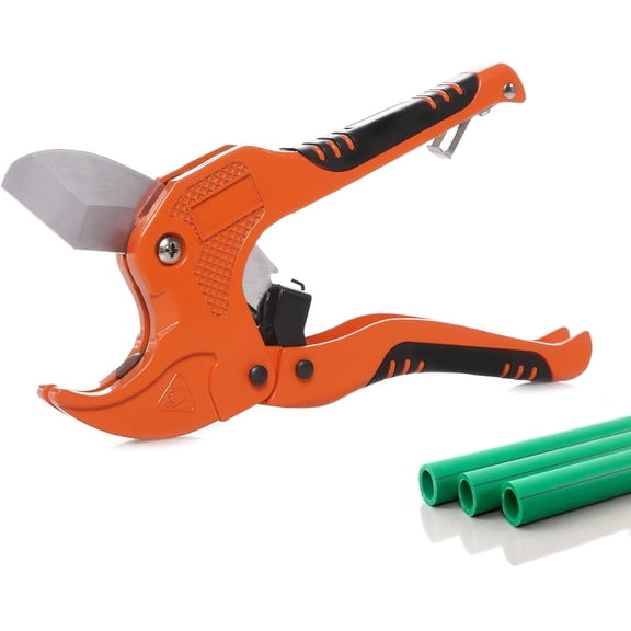 Ratchet-type Tube and Pipe for O.D. PEX, PVC, and PPR Hoses and Plumbing Pipes up to 1-5/8" , for Working and Plumbers (orange)