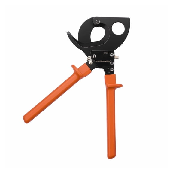Ratcheting Cable Cutter - Heavy Duty Wire Cutter for Copper & Aluminum Cables up to 800 MCM / 400 mm - PVC Handles, Quick Release