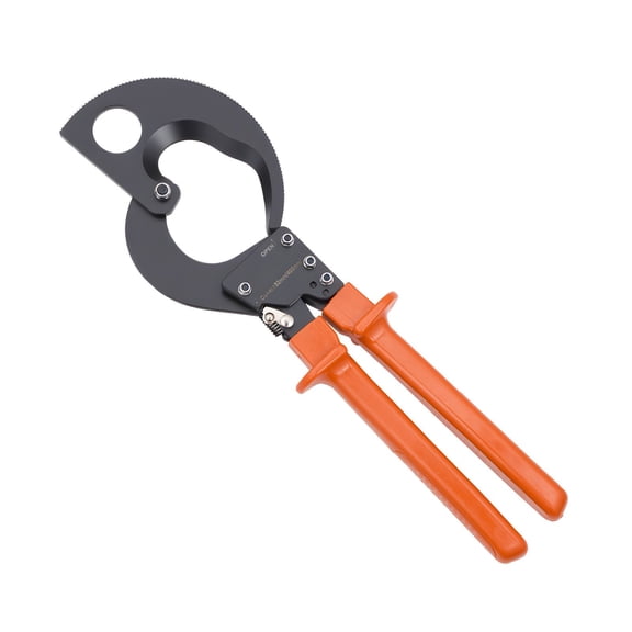 Heavy Duty Ratcheting Cable Cutter with Spring Steel Blades, Quick-Release Button and PVC-Coated Handles, Cuts Copper and Aluminum Cables up to 800 MCM / 400 mm² for Electrical Work