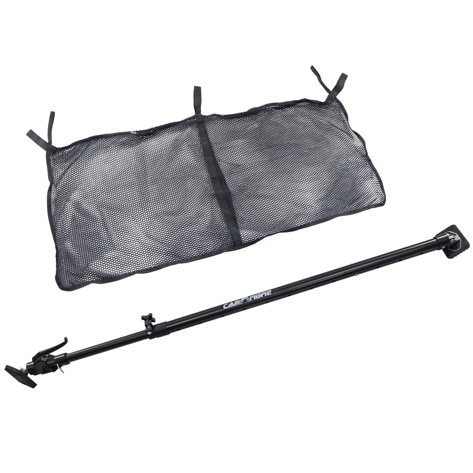 Ratcheting Cargo Bar ,Adjustable From 40"70" W/ Storage Net Black For