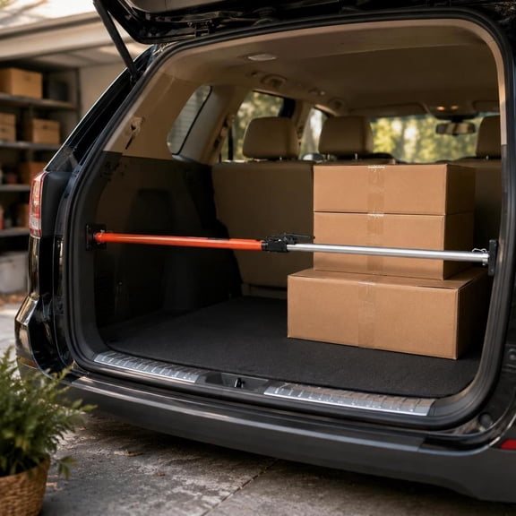 Ratcheting Cargo Bar, Adjustable from 40 to 73 Inches, Steel Load Lock Bar with Non-Slip Foot Pads for SUVs and Sedans
