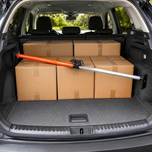 Ratcheting Cargo Bar, adjustable 40 to 73 inches, steel load lock bar with non-slip foot pads for SUVs and sedans