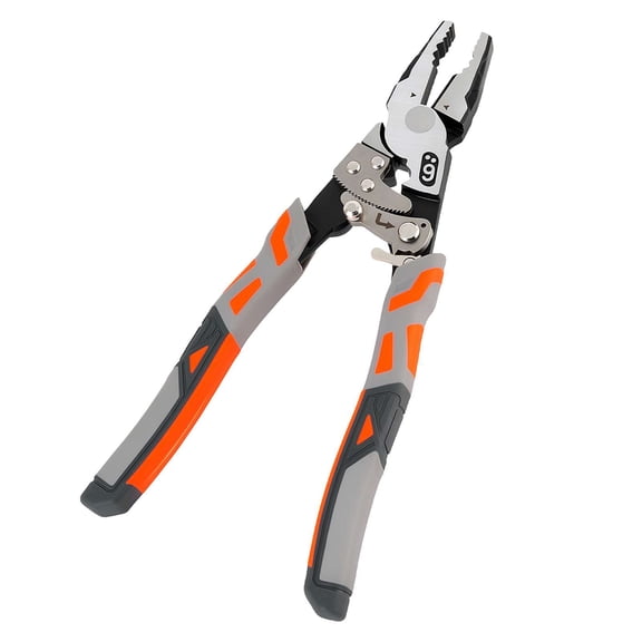 Industrial 9" Ratchet Self-Locking Pliers, Multi-Function Electrical Pliers with Wire Stripper, Crimper, Ratchet Self-Locking Pliers