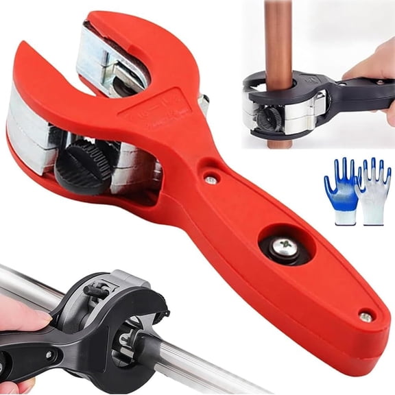 Ratcheting Pipe Cutter, Ratchet-Type Pipe Cutter, One-Hand Fast Cutting Tool for Cutt, 2 in 1 Close Quarters Tube Compact Cutters, Aluminium Pipes in Tight Spaces, Ergonomic Handle(Red(8-29mm))