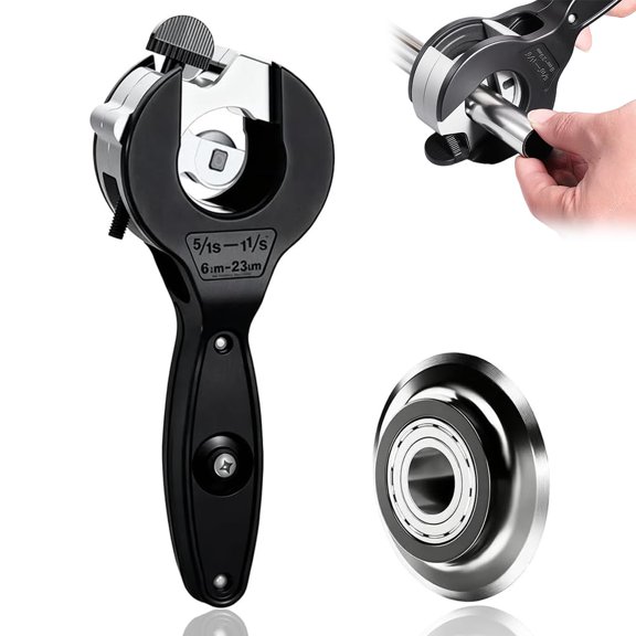 Ratcheting Pipe Cutter Tool, Core Tools Pipe Cutter, One-Hand Fast Pipe Cutting Tool, for Cutting 5/16-1-1/8 inch Stainless Steel Copper Aluminium,for Home Working (0.23" to 0.9"