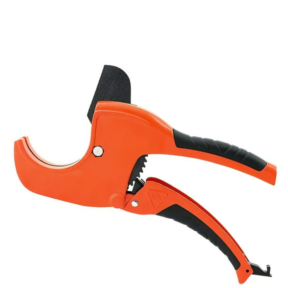 Ratcheting Pipe Cutter for Plastic PVC PPR Tubing, 2-1/2 Inch Capacity with Self-Locking Mechanism & SK5 Blade, Non-Slip Grip
