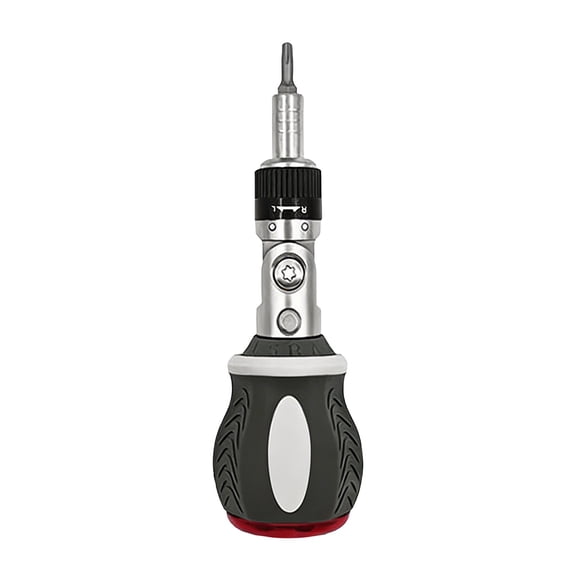Ratcheting Screwdriver with 180 Degree Pivoting Head, 8-in-1 Multi-Bit Magnetic Screwdriver Set, Compact Multi-Angle Screwdriver for Home Improvement, DIY, Furniture Assembly, and Tight Spaces