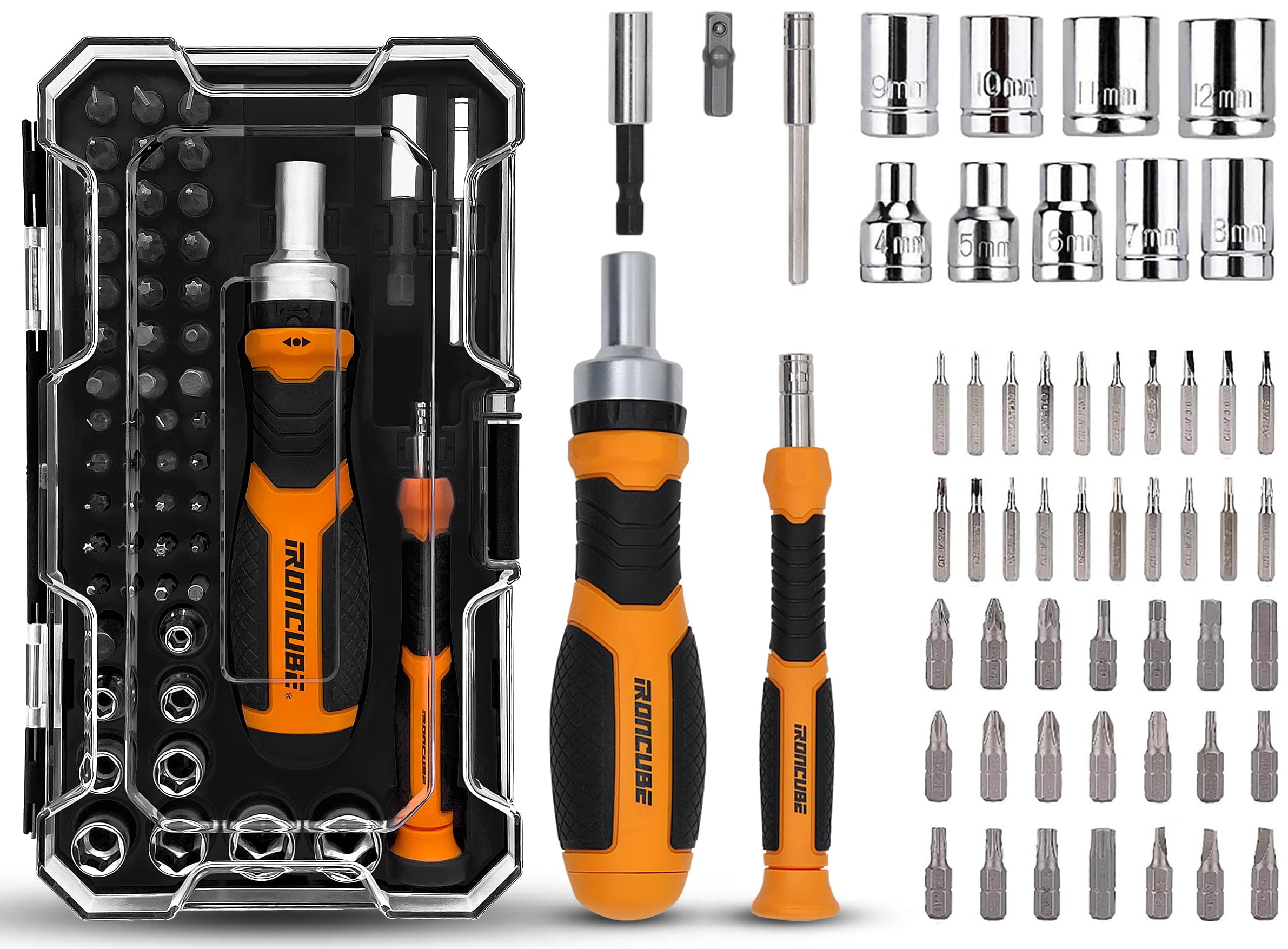 Ratcheting Screwdriver Set: 56-Piece Magnetic Multi Bits Tool Kit with ...