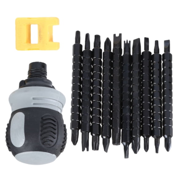 Ratcheting Screwdriver Set Short Handle Grooved Drill Head Telescopic Detachable Steel Screw Driver Repair Hand Tool