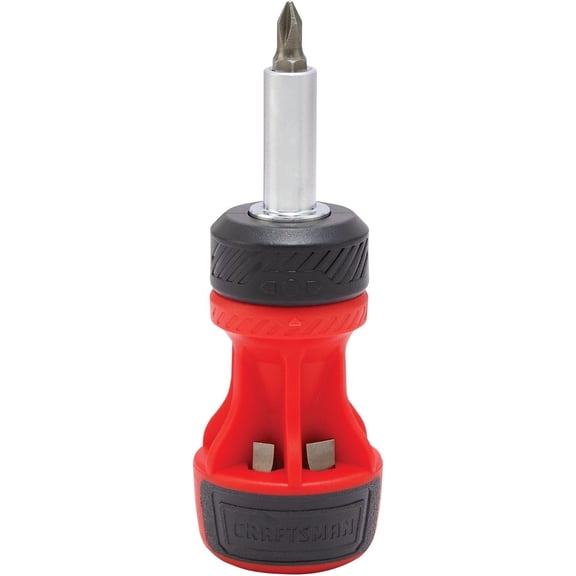 Ratcheting Screwdriver, Stubby Push-n-Pick Set with Multi-Bits, 8 Piece (CMHT68132)