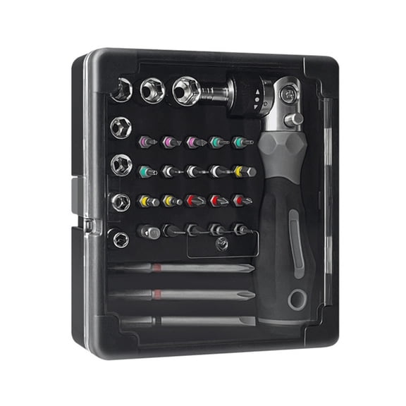 Ratcheting Screwdriver With Interchangeable Magnetic Bit And Nonslip Grip For Electronics Maintenance