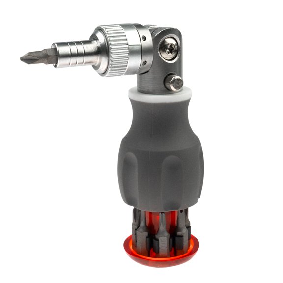 Ratcheting Screwdriver with Multi Bit for Narrow Gap 180 Rotatable Head