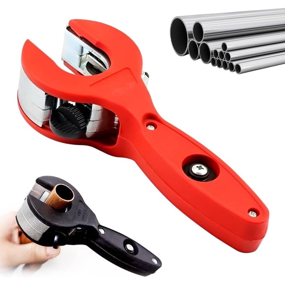 Ratcheting Tubing Cutter, 2 in 1 Close Quarters Compact Pipe Cutter Tool for Copper, Aluminum, PVC and Plastic Tubing, Portable Ratchet Tube Cutter for Plumbing and Repair
