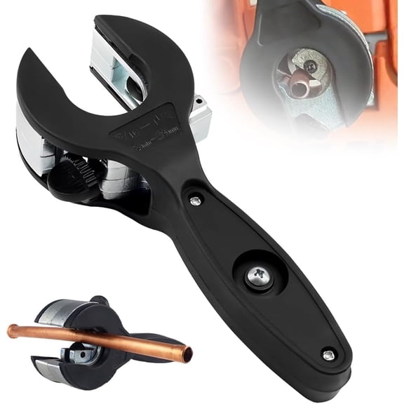 Ratcheting Tubing Cutter, 2 in 1 Close Quarters Compact Tool, Portable for Cutting Copper, PVC, Soft Metal Pipes - DIY Plumbing Home Use (Black, 1 Pcs) (K)