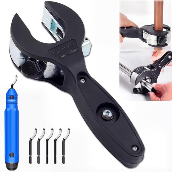 Ratcheting Tubing Cutter 5/16" to 1 1/8" with Deburring Tool for Copper PVC and Metal Pipes