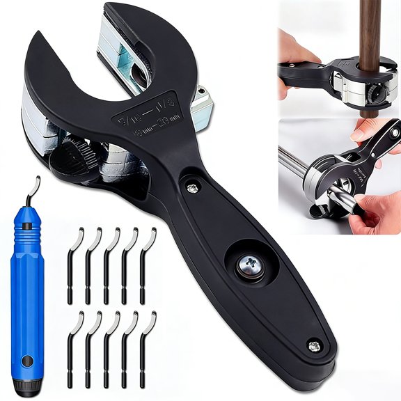 Ratcheting Tubing Cutter 5/16" to 1 1/8" with Deburring Tool for Copper PVC and Metal Pipes