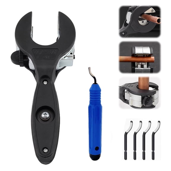 Ratcheting Tubing Cutter, Copper Pipe Cutter, Tubing Cutter 5/16" To 1 1/8", 2 in 1-360 Close Quarters Tube Compact Cutter with Deburring Tool, Cutter Tool for Copperand Metal Pipes.