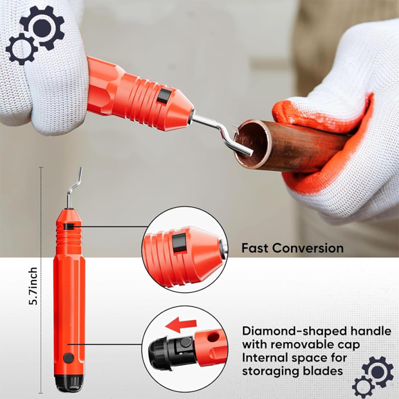 Ratcheting Tubing Cutter, Copper Pipe Cutter, Tubing Cutter 5/16" To 1 1/8", 2 in 1-360 Close Quarters Tube Compact Cutter with Deburring Tool for Cutting Copper and Metal Pipes(Red,1/4"7/8")