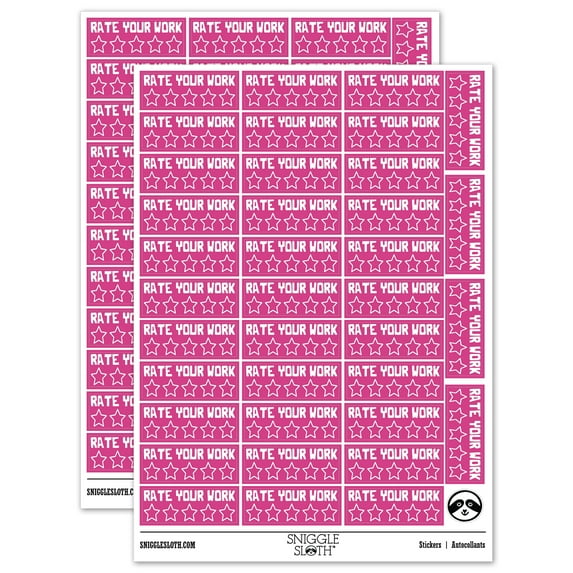 Rate Your Work Blank Stars Teacher Student School Sticker Set - Hot Pink - Gloss Finish - 1.5" Small