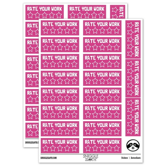 Rate Your Work Blank Stars Teacher Student School Sticker Set - Hot Pink - Gloss Finish - 2.00" Large