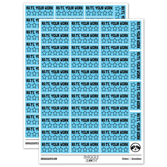 Rate Your Work Blank Stars Teacher Student School Sticker Set - Light Blue - Matte Finish - 1.5" Small
