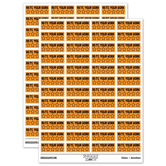 Rate Your Work Blank Stars Teacher Student School Sticker Set - Orange - Matte Finish - 1.25" Mini