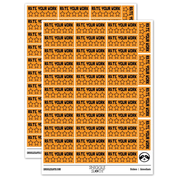 Rate Your Work Blank Stars Teacher Student School Sticker Set - Orange - Matte Finish - 1.5" Small