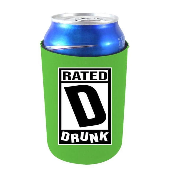 Rated D for Drunk Can Coolie (Bright Green)