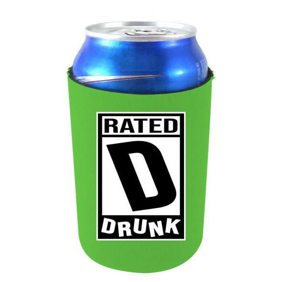 Rated D for Drunk Can Coolie (Bright Green)