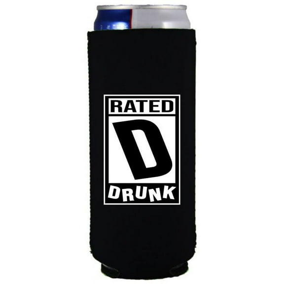 Rated D for Drunk Slim Can Coolie (Black)