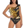 thumbnail image 1 of Rateoe 2025 Happy New Year 1 Pattern Women One Piece Swimsuits Tummy Control One Shoulder Bathing Suits Ruffle Swimwear-, 1 of 6