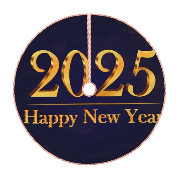 Rateoe 2025 Happy New Year 3 Pattern Christmas Tree Skirt with Ties, Christmas Tree Decorations, Farmhouse Christmas Decor Xmas Holiday Decorations-36"