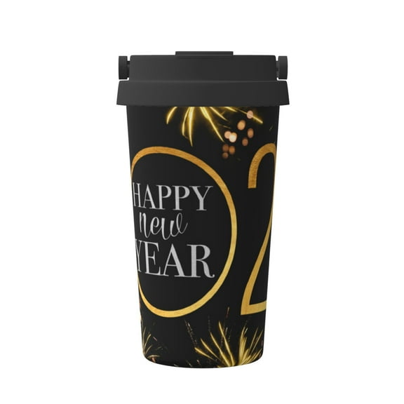 Rateoe 2025 New Year New Pattern Travel Coffee Mug Tumbler with Flip Lid | Reusable Insulated Stainless Steel Cold Brew Iced Coffee Cup Thermos