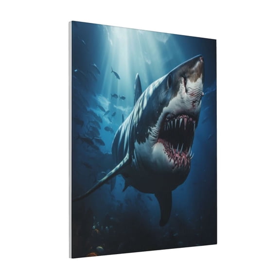 Rateoe 3D Realistic Shark Pattern Decorative Picture – Unique Modern Wall Art, Ready-to-Hang Canvas Print for Home (Vertical)