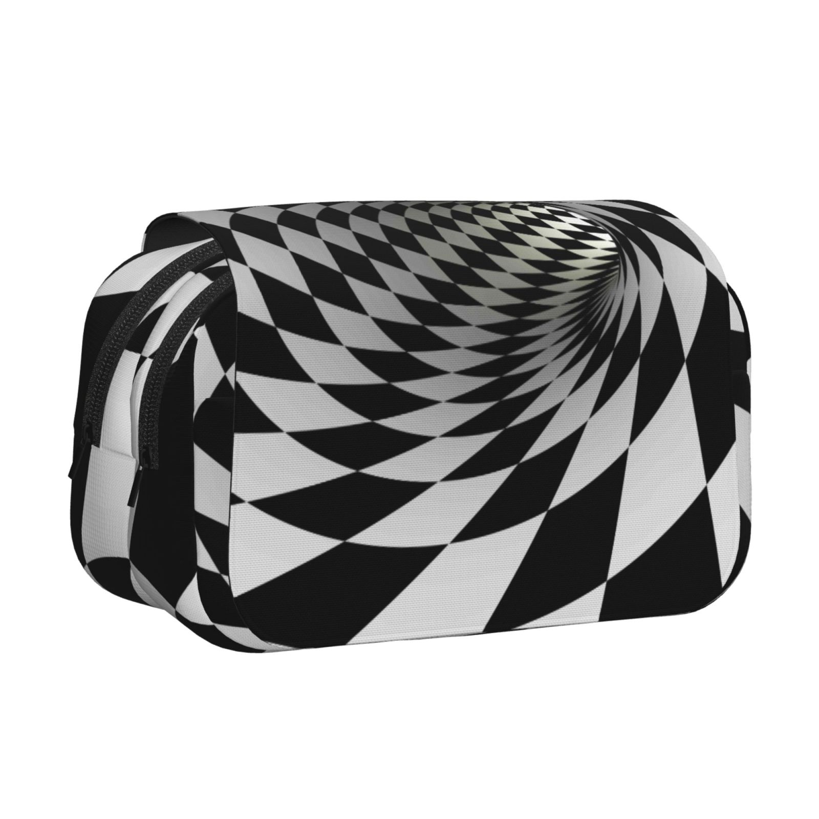 Rateoe 3D Vortex Illusion Pattern Double Clamshell Pen Case, Storage Organizer with Two Zipper Compartments– Holds Up to 50 Pencils & Pens