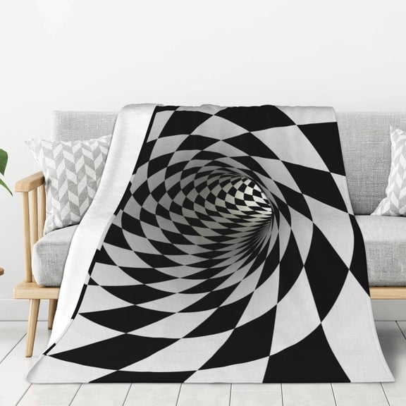Rateoe 3D Vortex Illusion Pattern Flannel Throw Blanket, Ultra-soft Blanket for Bed, Couch, Car, Hypoallergenic Anti-pilling blanket-60"x50"(Vertical)