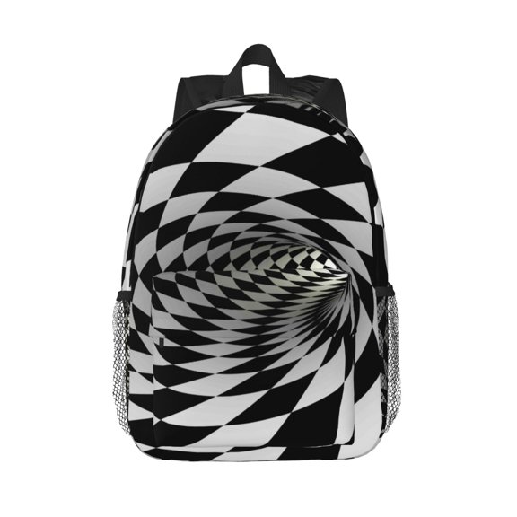 Rateoe 3D Vortex Illusion Pattern Student Backpack Water-resistant Backpack 15-inch Laptop Backpack Lightweight Adjustable School Backpack