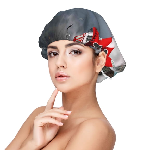 Rateoe 3d Lighthouse in the Surf Pattern Silk Satin Hair Bonnet for Sleeping, Adjustable Sleep Cap Turban for Women , Curly Straight Hair Long Large Braid