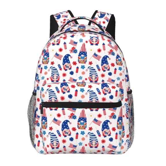Rateoe 4th Of July Pattern Casual Backpack for School, Work, Travel – Adjustable Straps, Multiple Compartments – Ergonomic Design, Fits Laptops and Tablets