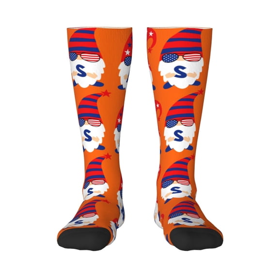 Rateoe 4th of July Gnomes Pattern Women’s Knee High Crew Socks,Trouser Socks Comfortable, Breathable, Moisture-Wicking and Soft