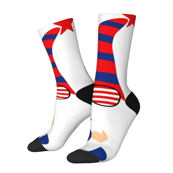 Rateoe 4th of July Gnomes for Women Casual Calf Socks - Cute Crew Socks - Thin Soft Above Ankle Socks Size 5-11