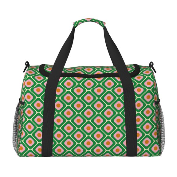 Rateoe 60s and 70s Style Pattern Gym Bag for Women, Duffle Bag for Travel with Wet Pocket, Carry on Weekender Bags for Women, Water Resistant Travel Bag Duffel Bag