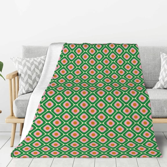 Rateoe 60s and 70s Style Pattern Flannel Throw Blanket, Ultra-soft Blanket for Bed, Couch, Car, Hypoallergenic Anti-pilling blanket-40"x30"(Vertical)