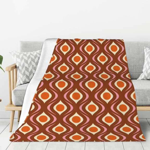 Rateoe 70's Retro Pattern Flannel Throw Blanket, Ultra-soft Blanket for Bed, Couch, Car, Hypoallergenic Anti-pilling blanket-80"x60"(Vertical)