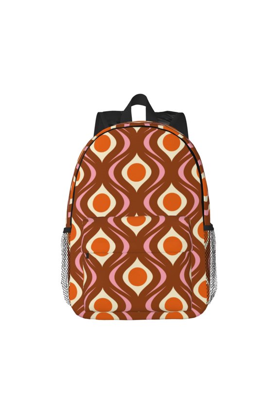 70's Retro Pattern Student Backpack Water-resistant Backpack 15-inch Laptop Backpack Lightweight Adjustable School Backpack