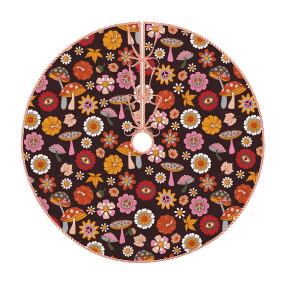 Rateoe 70s Groovy Hippie Retro Pattern Christmas Tree Skirt with Ties , Christmas Tree Decorations, Farmhouse Christmas Decor Xmas Holiday Decorations-30"