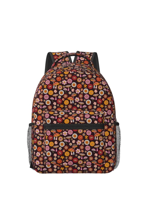 70s Groovy Hippie Retro Pattern Durable Student Backpack Laptop Bag- Ergonomic Design, Waterproof Twill Fabric - Ideal for School, Travel, and Outdoor Activities