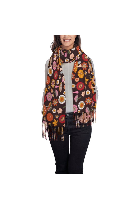 70s Groovy Hippie Retro Women's Traditional Scarf Wrap Tassel Shawl Fringes Neck Head Shawl Retro Scarf
