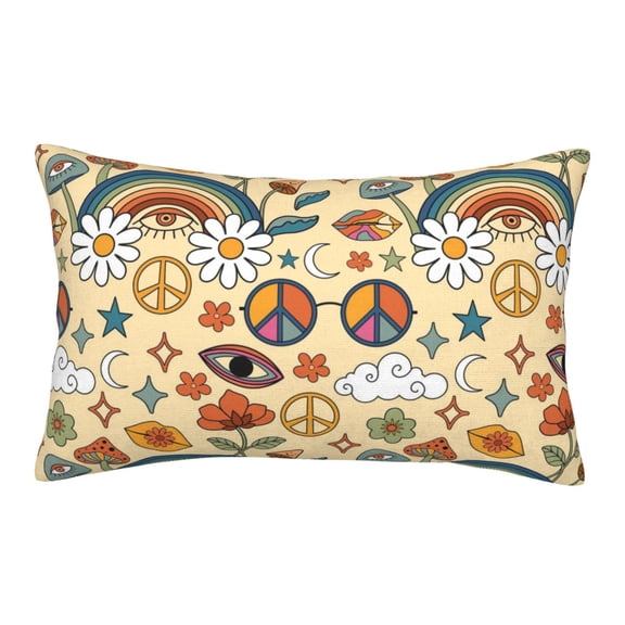 Rateoe 70s Hippie Style Pattern Pillow Covers with Invisible Zipper(Pillows are not Included) Standard Pillowcases-20"x30"