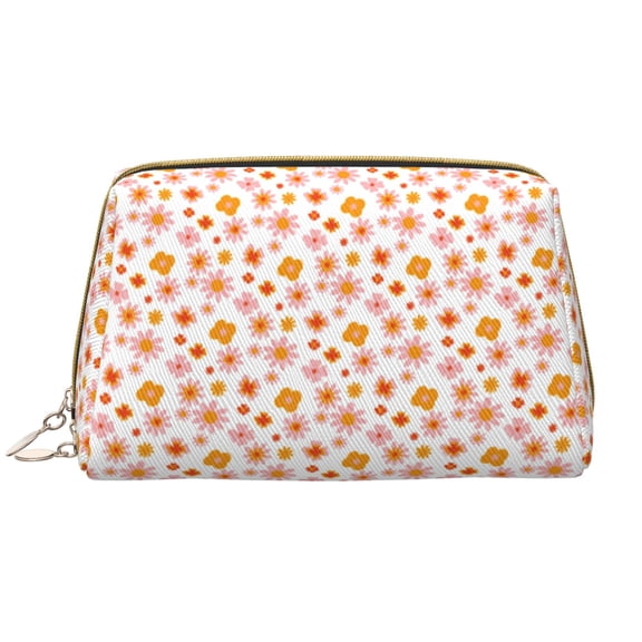 Rateoe 70s Retro Flowers for Travel Makeup Bag,Large Capacity Cosmetic Bags for Women,Waterproof Portable Pouch Open Flat Toiletry Bag Make up Organizer
